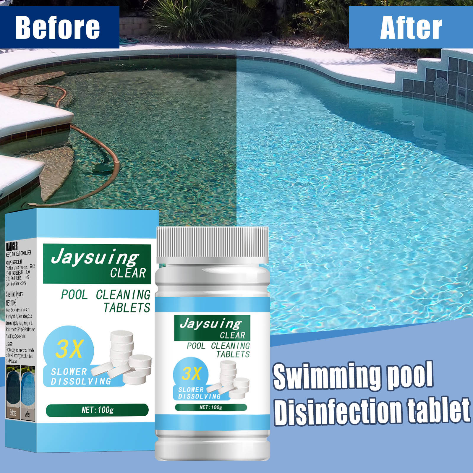 Jaysuing Swimming pool effervescent tablets multifunctional pool