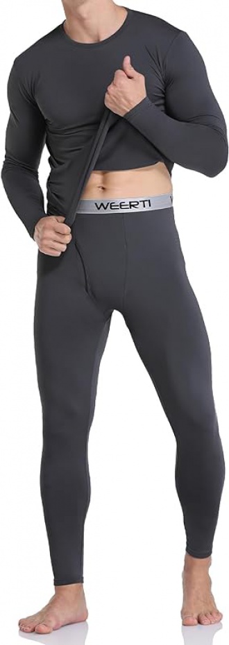 WEERTI Thermal Underwear for Men Long Johns Mens with Fleece Lined