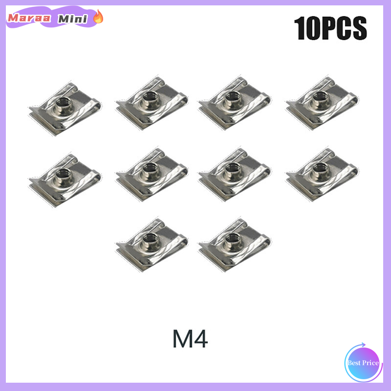 Maraa 10pcs stainless steel u type clips with thread m6 m5 m4 m8 8mm 5mm 6mm 4mm reed nuts for car motorcycle scooter atv moped