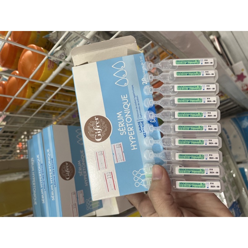 Nước muối sinh lý gifrer - physiodose pháp tép hồng/ vàng cho bé từ sơ sinh