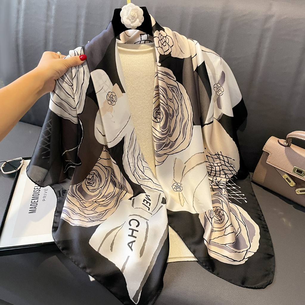 Alice Fashion Scarf 110 × 110cm square scarf women's shawl printed scarf silk scarf Muslim headscarf