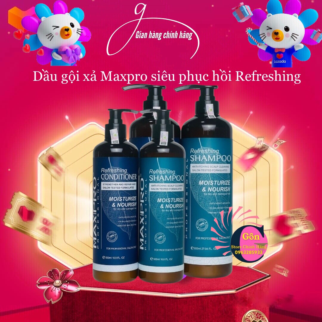 Dầu gội xả Maxpro siêu phục hồi Refreshing 500ml - 800ml