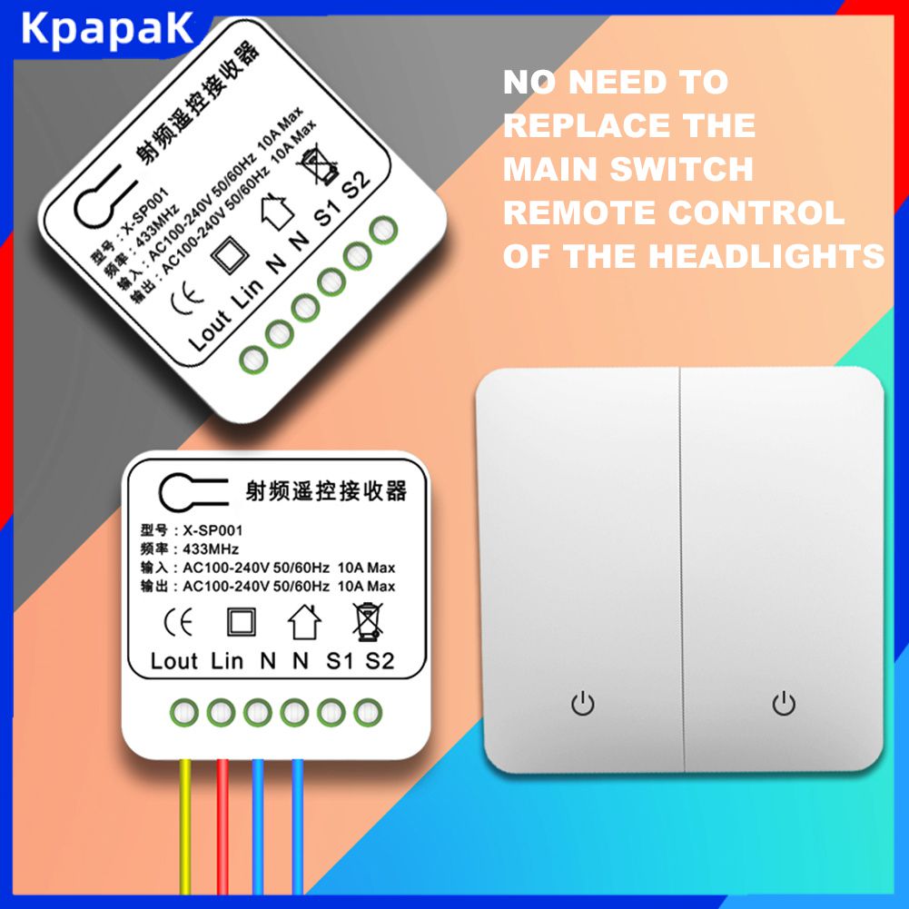 Kpapak công tắc thông minh ánh sáng mô-đun Receiver 433 Mhz xách tay RF điện Rơle không dây nhà thông minh điều khiển từ xa 220V nút pa nô dán tường