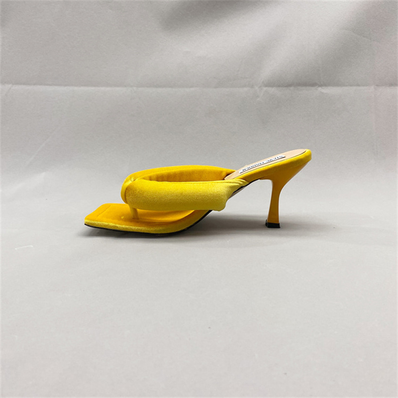 QiaoYiLuo Platform women's shoes One line with stylish square toe heels block heel sandals