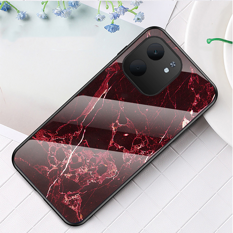 Phone case OPPO A5X Fashion Marble Tempered Glass Protector Soft Frame Silicon Back Cover OPPO A5X Case.