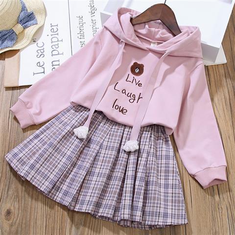 AA18-[Hàng Có Sẵn] Set Áo Sweatshirt Kèm Chân Váy Cho Bé Gái