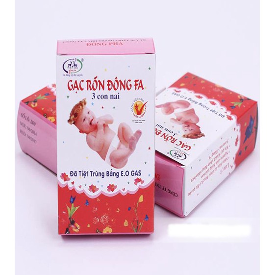 Hộp 3 chiếc Gạc rốn Đông Fa, 3 con nai