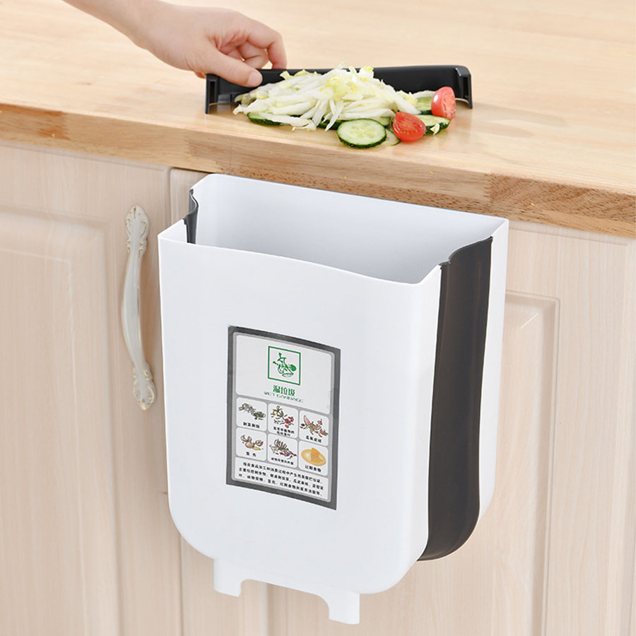 Thùng Rác Gấp Gọn Thông Minh Treo Cạnh Tủ 2 Size Tiện Lợi Full Box