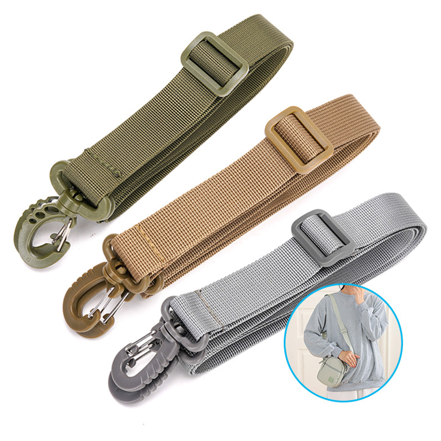 1 PC Adjustable Nylon Replacement Bag Handle Strap 2.5cm Wide Solid Color Shoulder Bag Belt For Water Bottle Hung Bag