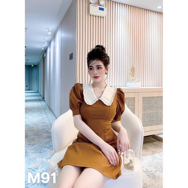 Đầm suông nữ cổ sen bèo dáng suông kate lụa M91