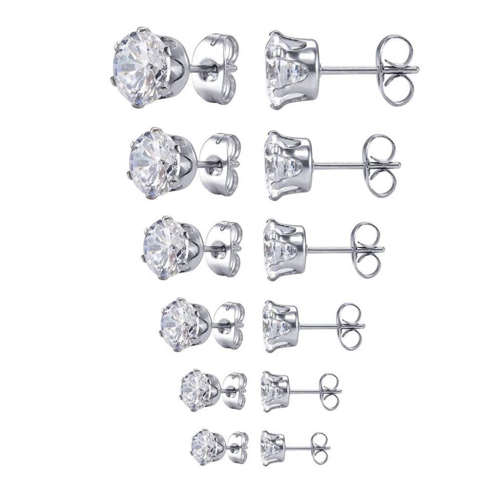 Bông tai titan đá pha lê tròn cực chíu 4mm ĐV: 2 chiếc BT01