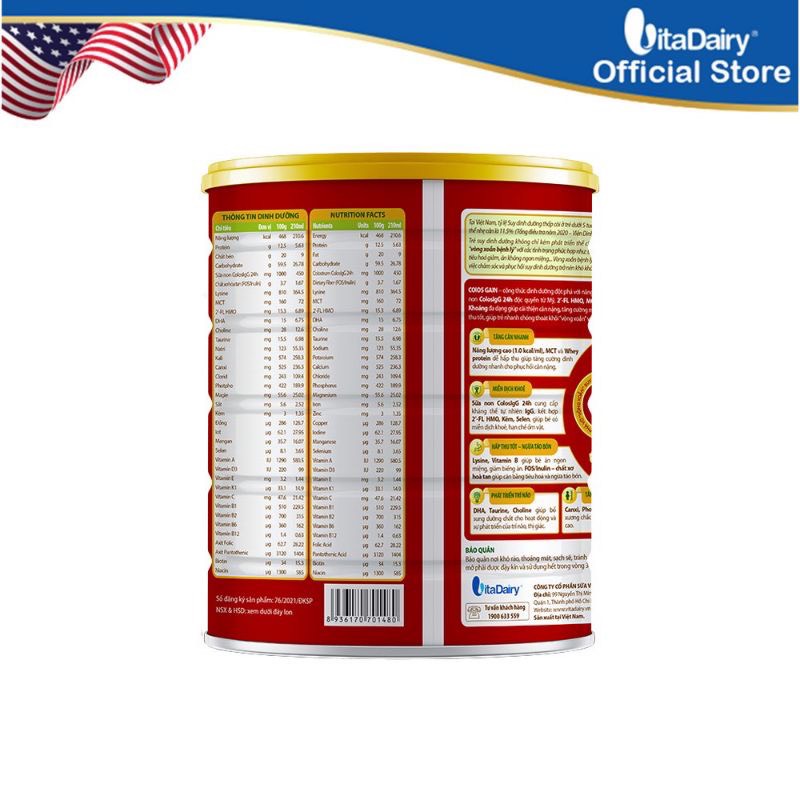 Sữa colos gain 0+ 800g còn mã qr(quét mã qr tích điểm đổi quà)