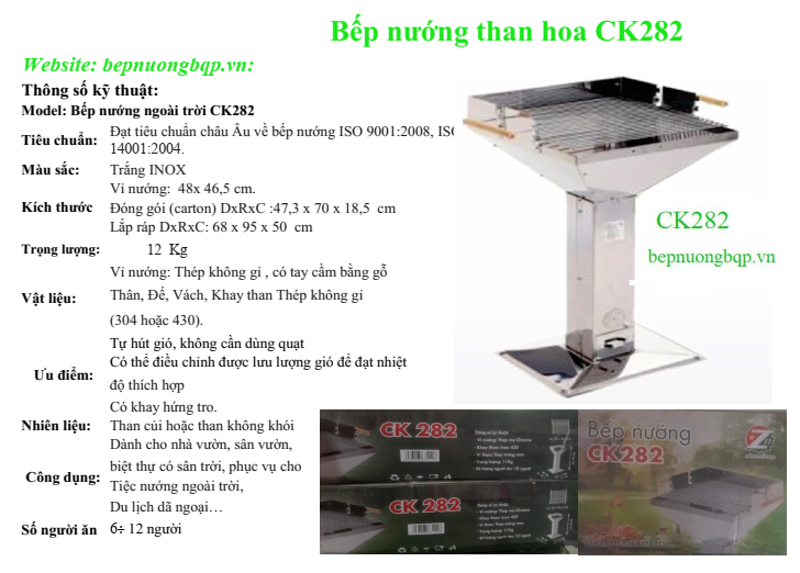 Bếp nướng than hoa CK282
