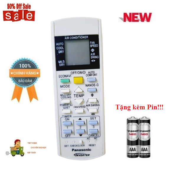 Điều khiển điều hòa Pa_na_so_nic 1 & 2 chiều Inverter- Hàng chính hãng mới 100% Tặng kèm Pin