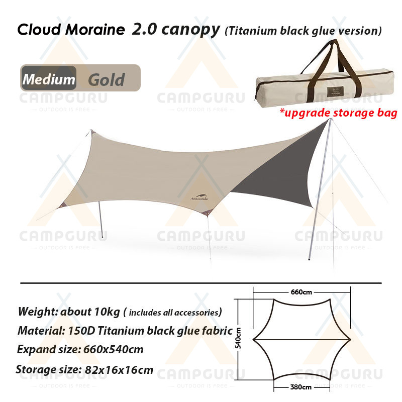 Naturehike Cloud Moraine Upgraded 2.0 Ti-Black Coating Tarp