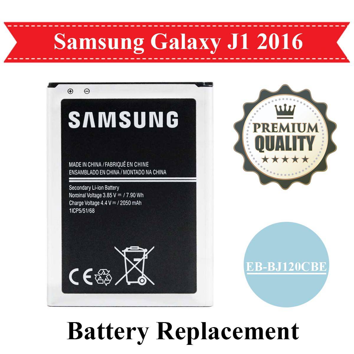EB-BJ120CBE Samsung J1 2016 J120 Battery Replacement EBBJ120CBE For Galaxy J1 2016 2050mAh - Black