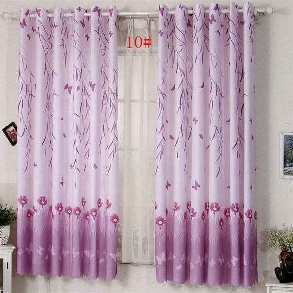 Rèm khoen lỗ, khoen ri đô, rèm dán tường mẫu hoa cỏ tím chống nắng decor trang trí nhà cửa, nhiều size