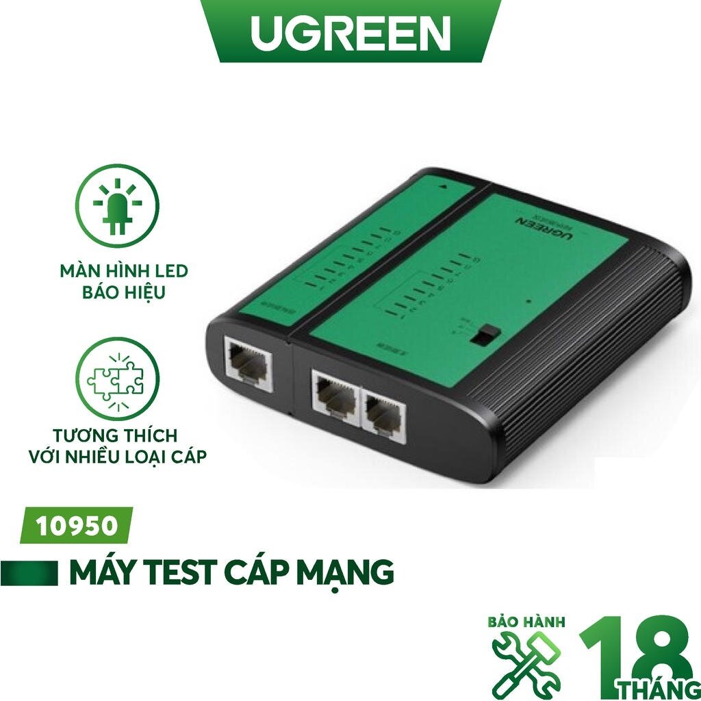 Bộ test tín hiệu thoại, tín hiệu mạng (RJ11 + RJ45) Ugreen 10950