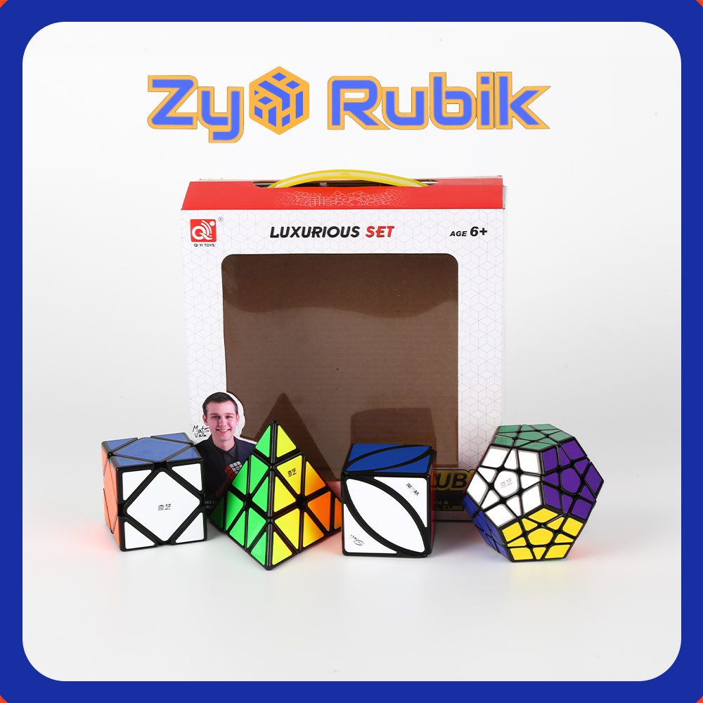 Combo 4 Rubik (Qiming A-Pyraminx,Qicheng A-Skewb,Qiheng-Megaminx,Ivy cube) SET 3 QiYi Gift Box - ZyO Rubik