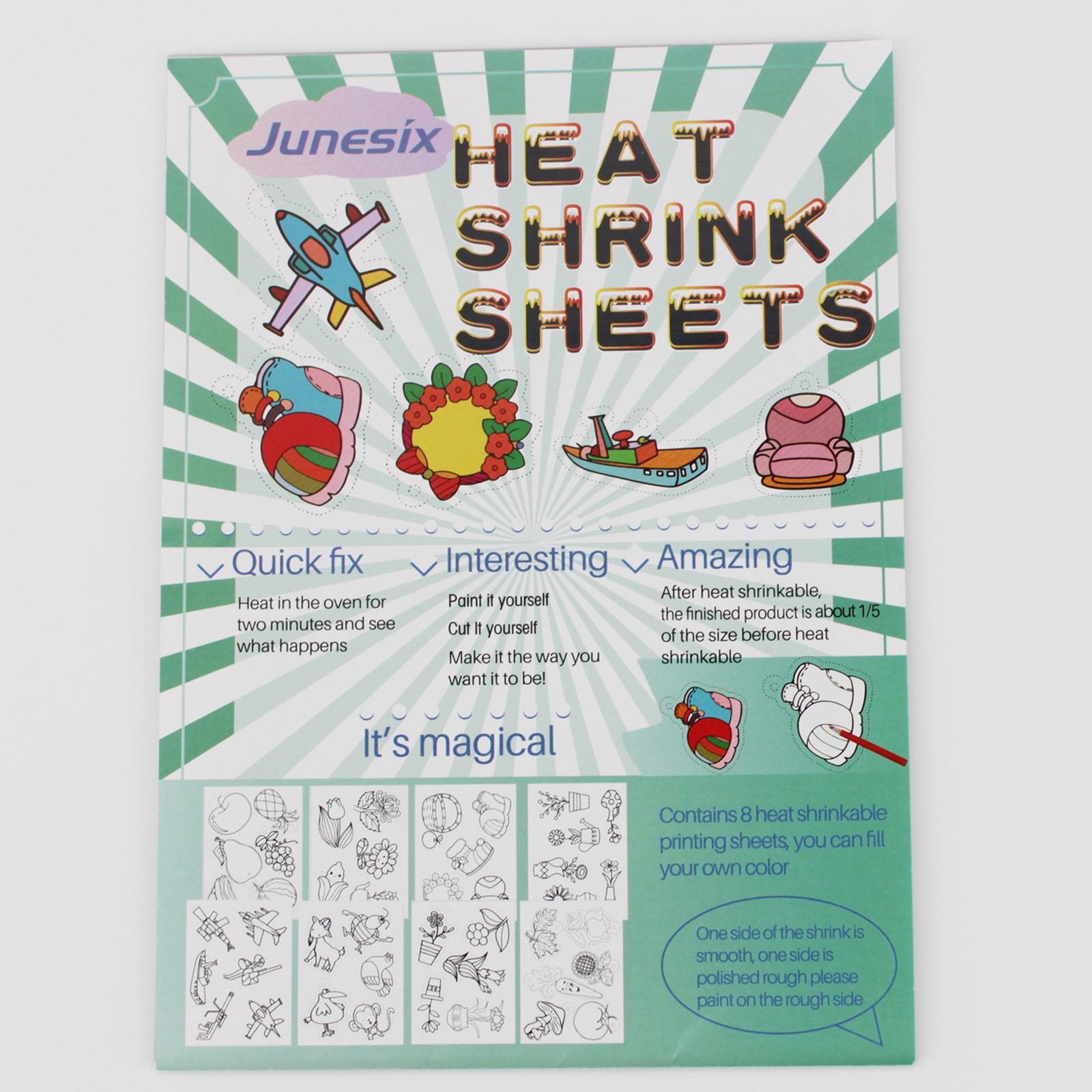 BNTREND 8Pcs Shrink Plastic Sheets Keychains Jewelry Making Heat Shrink Paper DIY