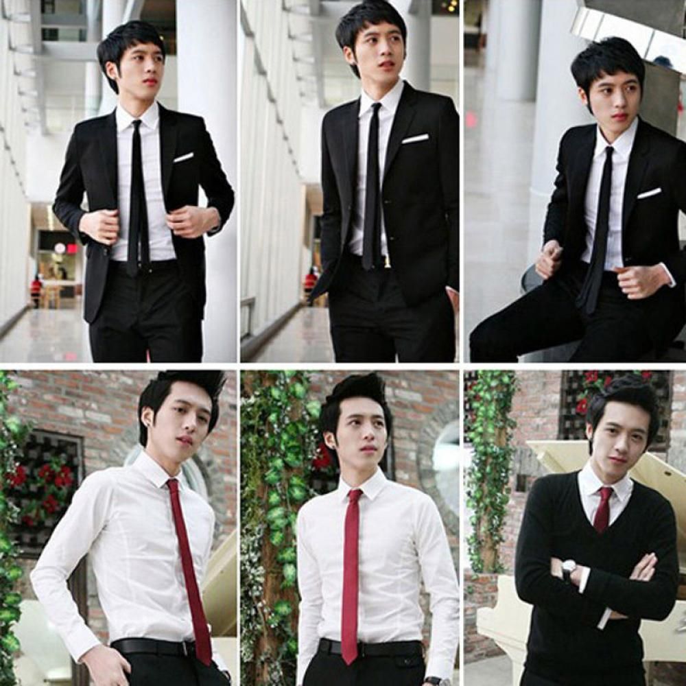 CHARDRUSHRU Bình thường Chất rắn Trơn Gầy Lụa Cà vạt lễ cưới Cà vạt