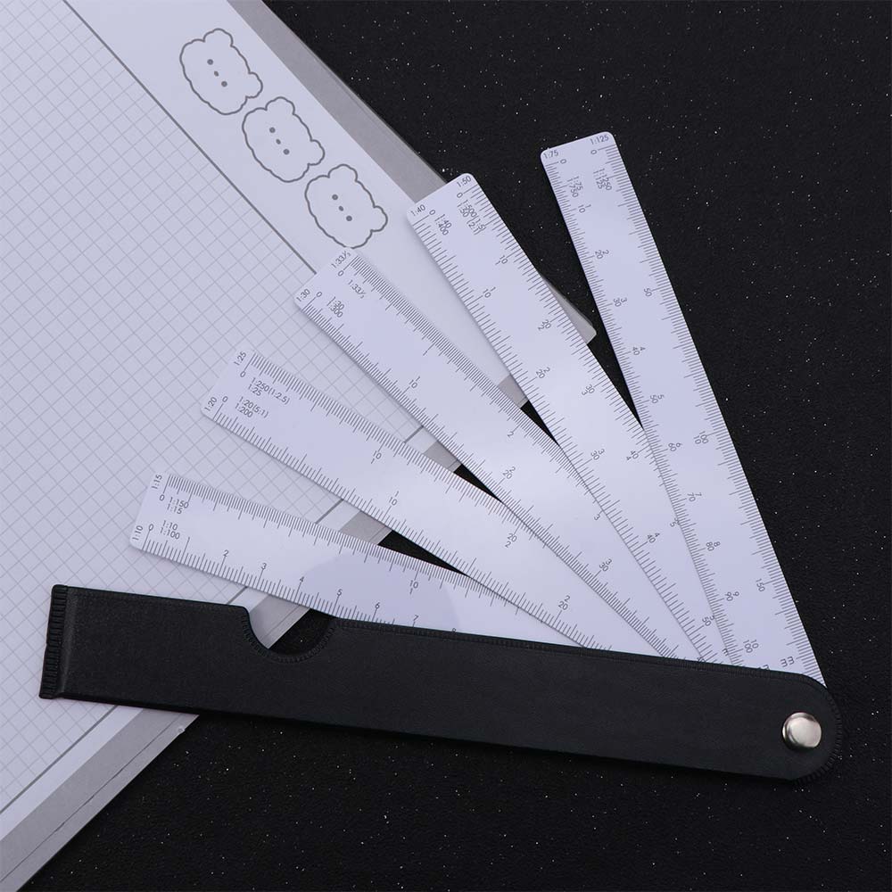 5b Fan Scale Ruler Clothing Ruler 5 Blades Fan Shape Scale Ruler Multifunctional ...
