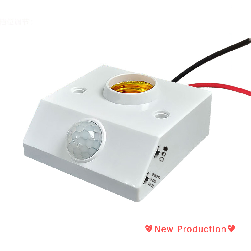 New Production💖 AC85-265V Automatic Human Body Infrared IR Sensor Lamp Holder LED Bulb Light E27 Base PIR Detector Wall Lamp Holder Socket