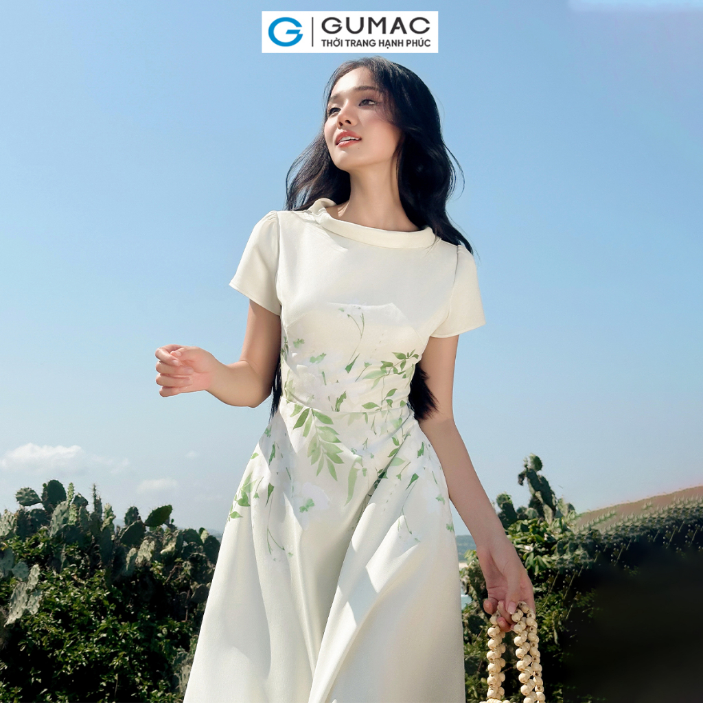 Đầm A cổ cách điệu thời trang GUMAC DE04042