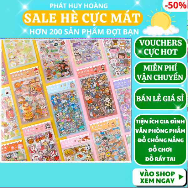 Bộ Sticker Hàn Quốc hơn 100 hình khác nhau cực đẹp giá rẻ, hình dán sticker cute, sticker dán mũ bảo hiểm cute rẻ đẹp, hình dán sticker hàn quốc cute, hinh dán sticker cute 5k giá rẻ, hình dán sticker, Phát Huy Hoàng