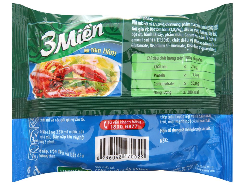 Mì 3 Miền Tôm Hùm Gói 65g