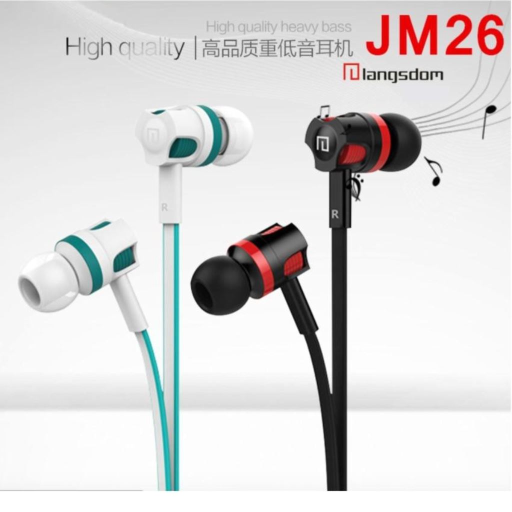 Tai nghe nhét tai earphone Langsdom JM26 Super Bass cho âm thanh trung thực tích hợp nút nghe gọi trên dây