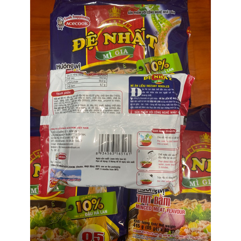 Combo 5 gói Mì Đệ Nhất Thịt Bằm (83g/gói)