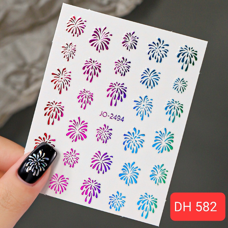 Sticker nail 3d | pháo hoa tết 2024 | hình dán móng tay dh582