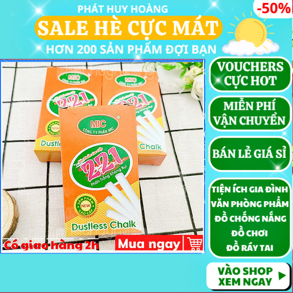 Combo 2 Hộp phấn trắng viết bảng không bụi MIC cao cấp, đồ dùng học tập , Phát Huy Hoàng