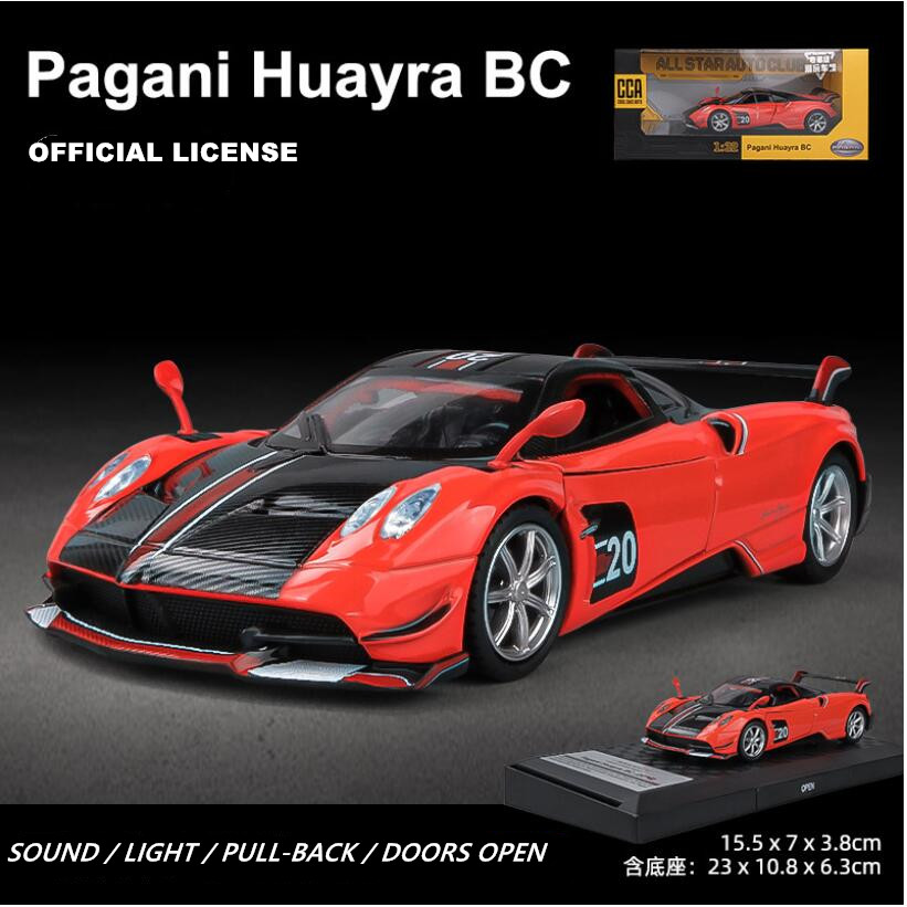 【MagicT】1:32 Scale Pagani Huayra BC 20th Anniversary Zinc Ally Model Car W/ Light & Sound & Pull Back Effect Vehicle Die Cast Toys Gifts Collections Decorations For Boys