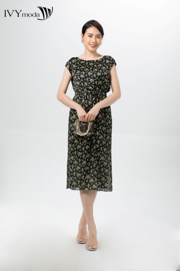 Đầm lụa nhấn eo IVY moda MS 48M7452