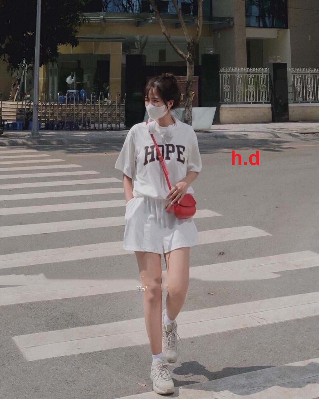 Sét bộ nữ Hope áo phông và quần sooc lưng chun siêu xinh