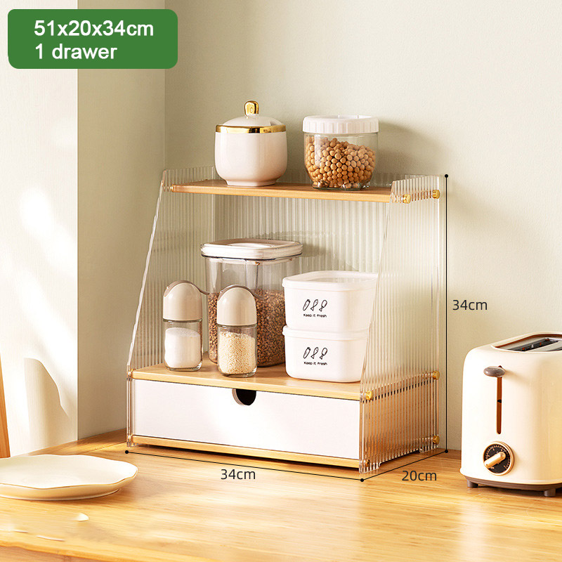ZUOGUAN Kitchen shelves, seasoning dishes, storage shelves, microwave ovens, countertops, household supplies, multi-storey storage cabinets