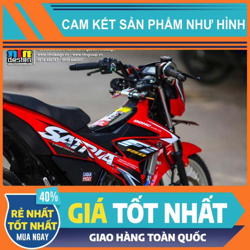 Tem rời dán xe raider fi mẫu đỏ đen chữ satria