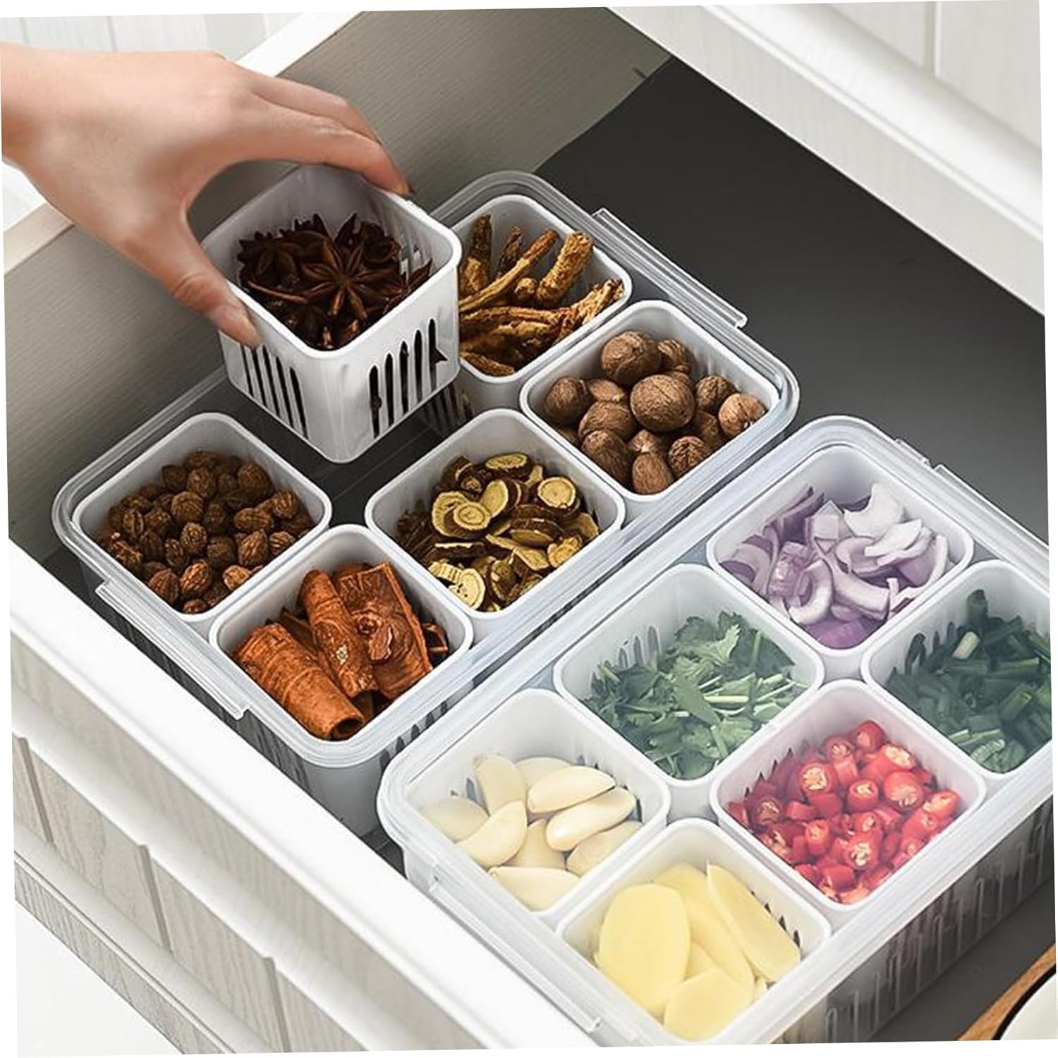 Fridge%20Storage%20Containers%20Kitchen%20Scallion%20Storage%20Box%206-In-1%20Snackle%20Box%20Container%20with%20Lid%20Plastic%20Reusable%20Fridge%20Vegie%20Fruit%20Food%20Fresh-Keeping%20Drain%20Box.%20-%20Image%204