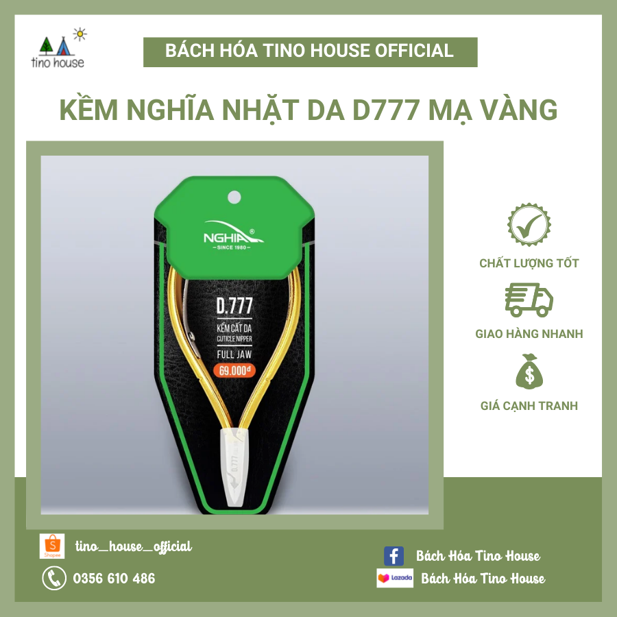 Kềm Nghĩa Nhặt Da D777 Mạ Vàng Làm Móng/Nails/...