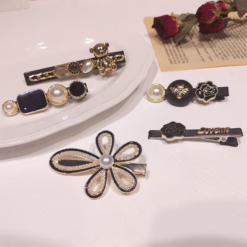 Set 5 kẹp tóc hoa đen