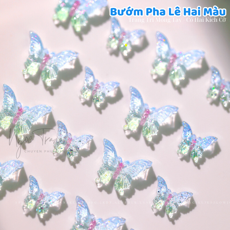 Charm Bướm Pha Lê Xanh Sapphire | Trang Trí Móng Tay