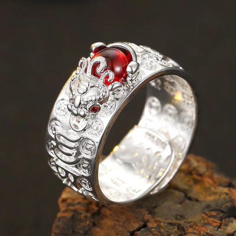 Pixiu Men and Women Open Adjustable Ring Retro Pixiu Ring