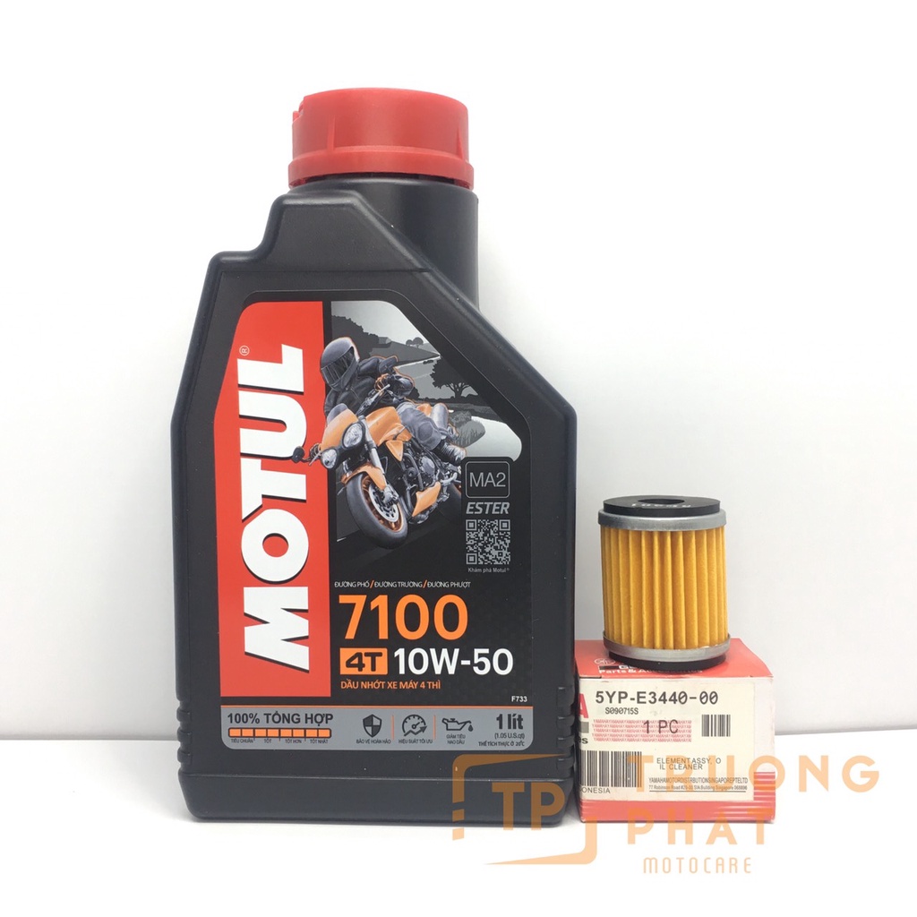 T nhớt motul 7100 10w50 1l tặng lọc nhớt yamaha