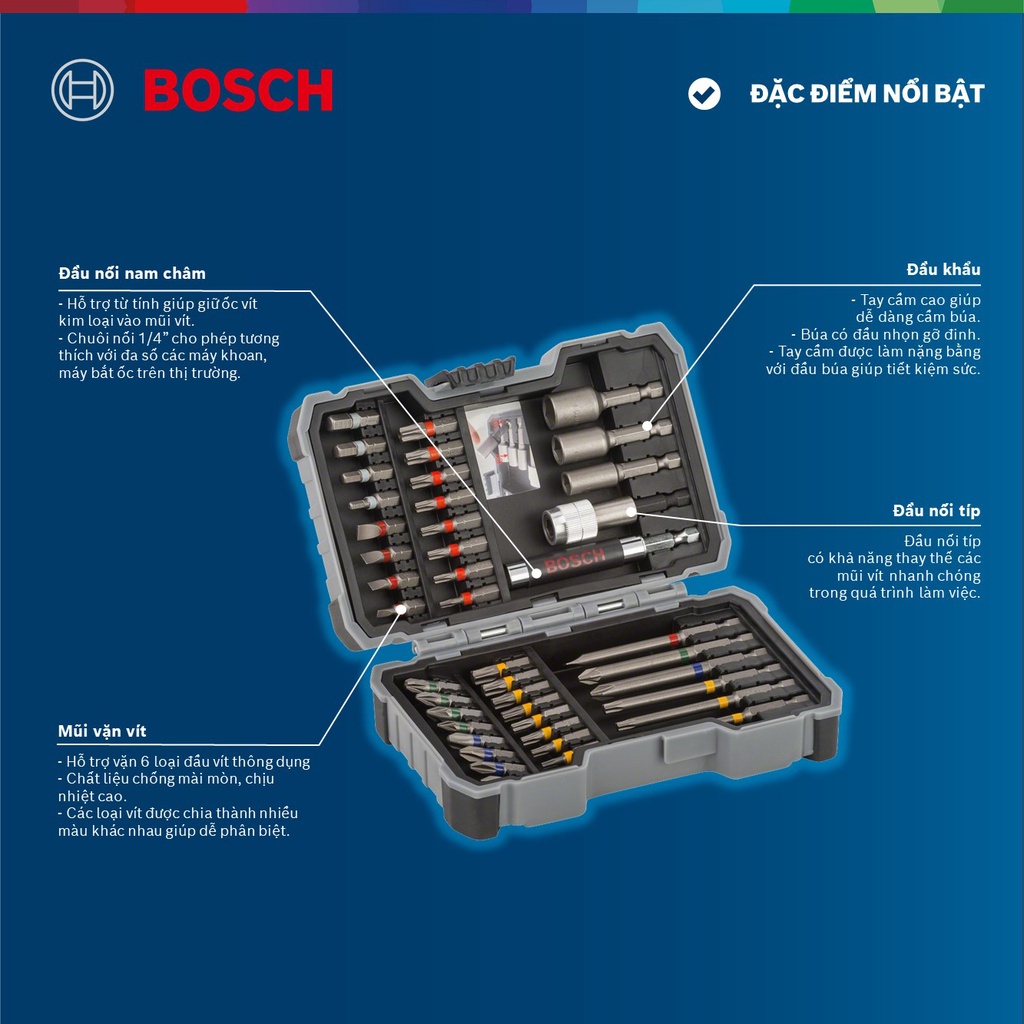 Bộ dụng cụ Bosch 43 món