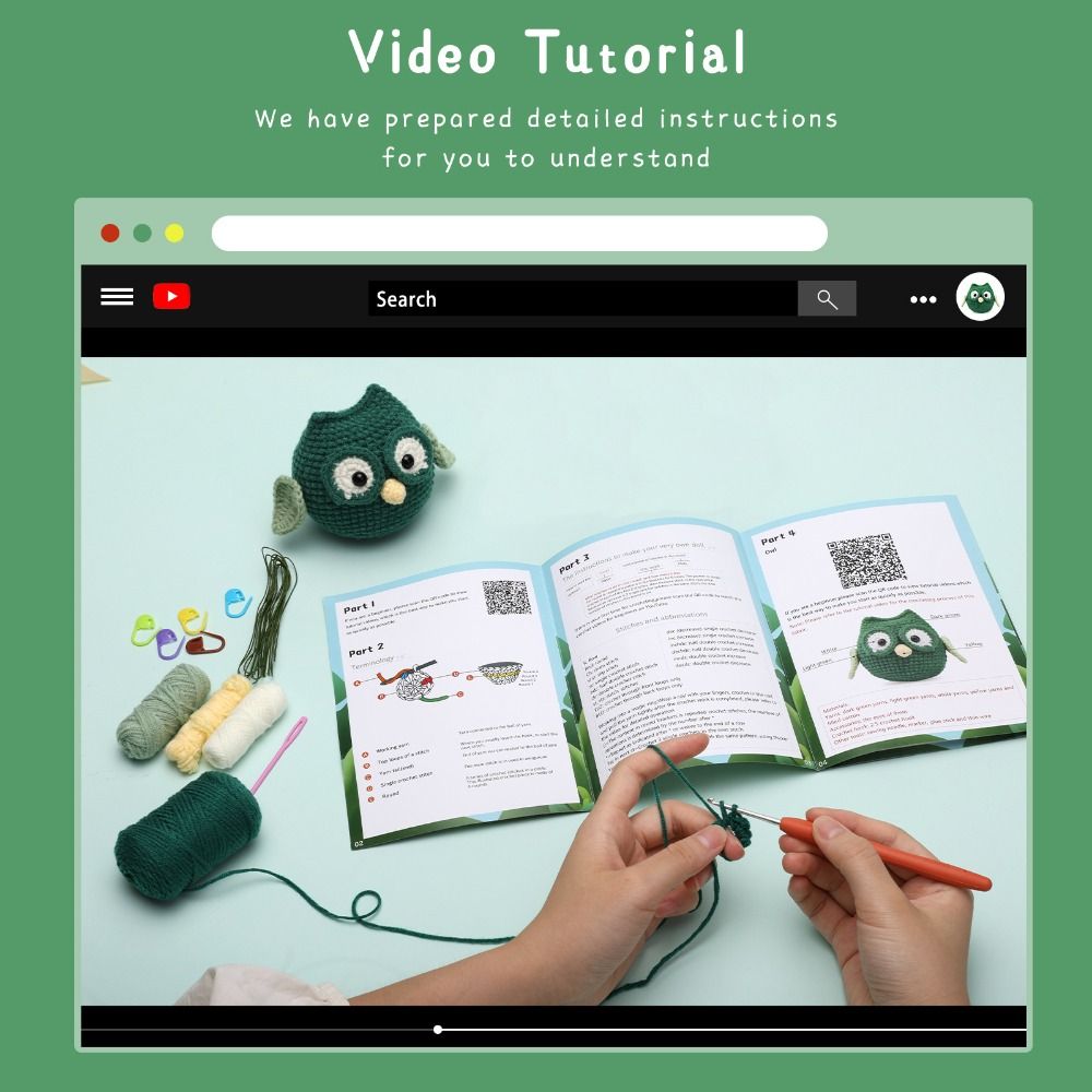 X CRAFT HOME with Step-by-Step Video Tutorials Beginners Crochet Kit Yarn Polyester Fiber Knitting Kits Learn to Crochet Kits Casual Crochet Animal Kit Adults Kids