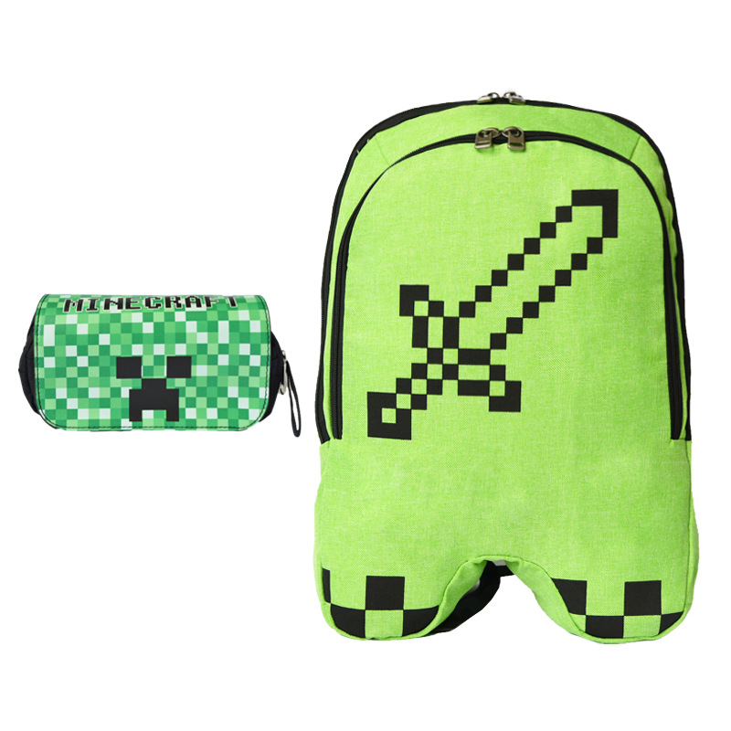 🎒🎒 Minecraft Schoolbag Simplified Version Creeper Jj Monster Backpack Cross-Border E-Commerce Cartoon Student Schoolbag In Stock