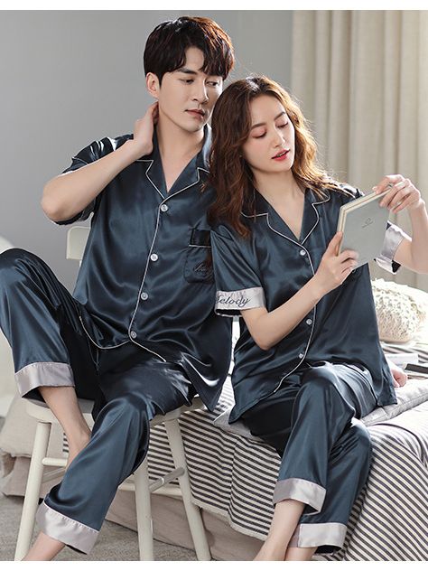 Đồ Đôi Lụa Satin Mặc Nhà  ☘️ Đồ Ngủ Pijama Lụa Cao Cấp Mát Mềm Mịn Melody ❤️IVY602
