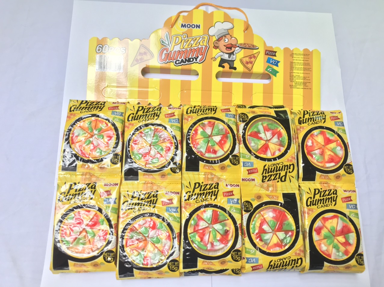 Kẹo Dẻo Pizza Moon Gummy Candy Pizza (Dây 12 gói x 15g)
